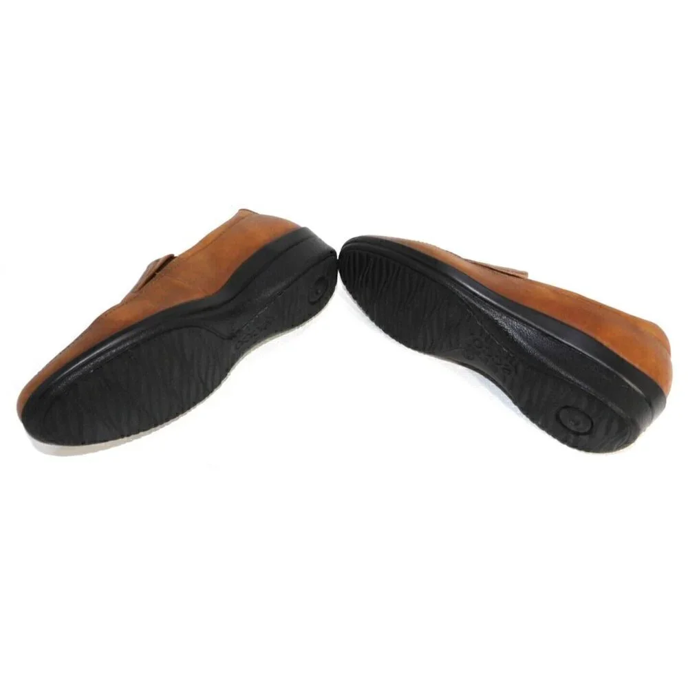ECCO brown leather loafers wedge heel women's size 41 US 10